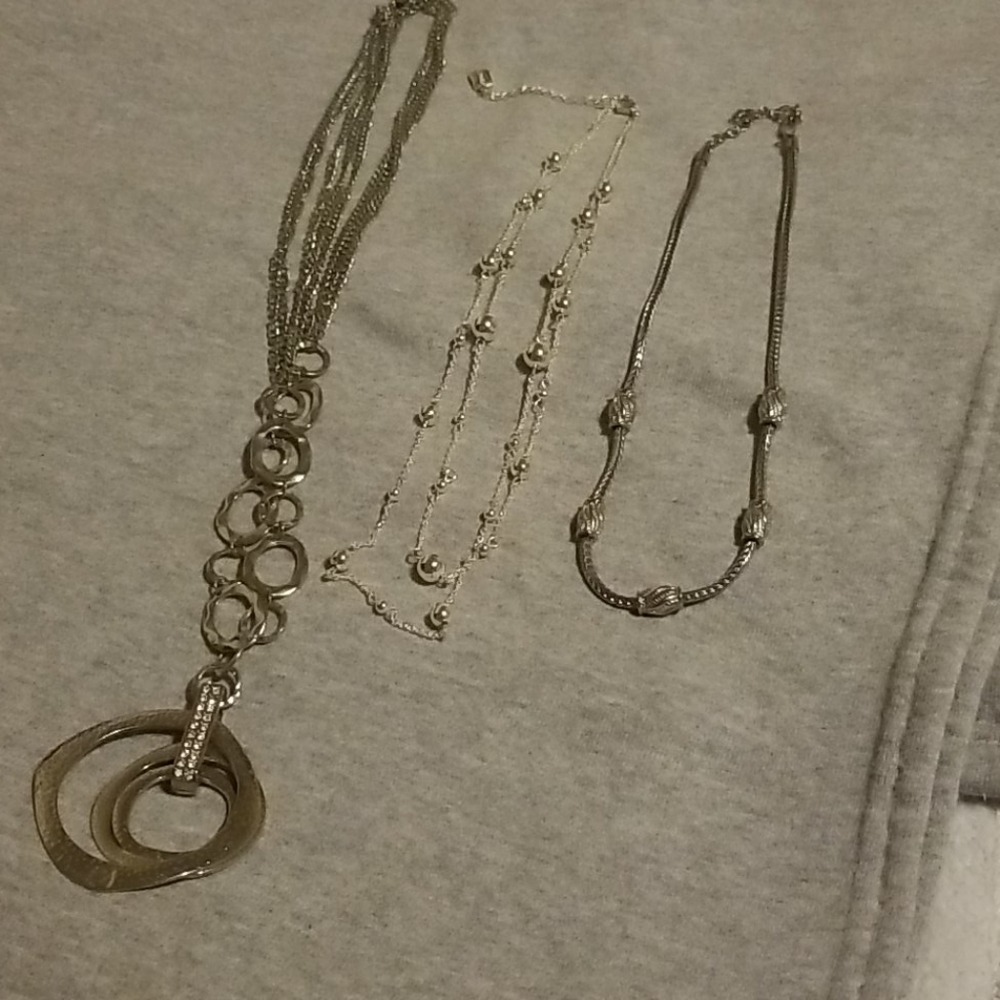 3 silver necklaces Jewelry